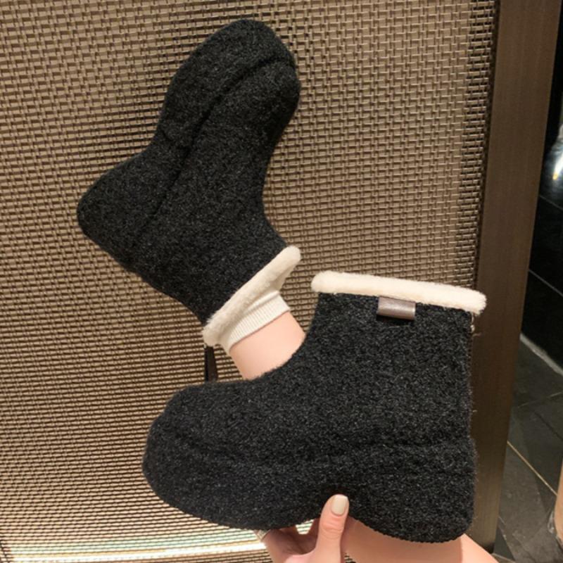 Flats Fur Platform Suede Ankle Boots Women Brand Snow Plush Warm Cotton Shoes Fad High Heels 2025 Trend Cozy Winter Botas Mujer