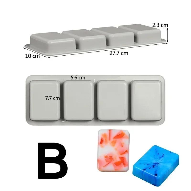 Concise Design Soaps Molds 3D Handmade Creative Moulds Oval Round Square Cake Chocolate Silicone Mold Home Kitchen Accessories