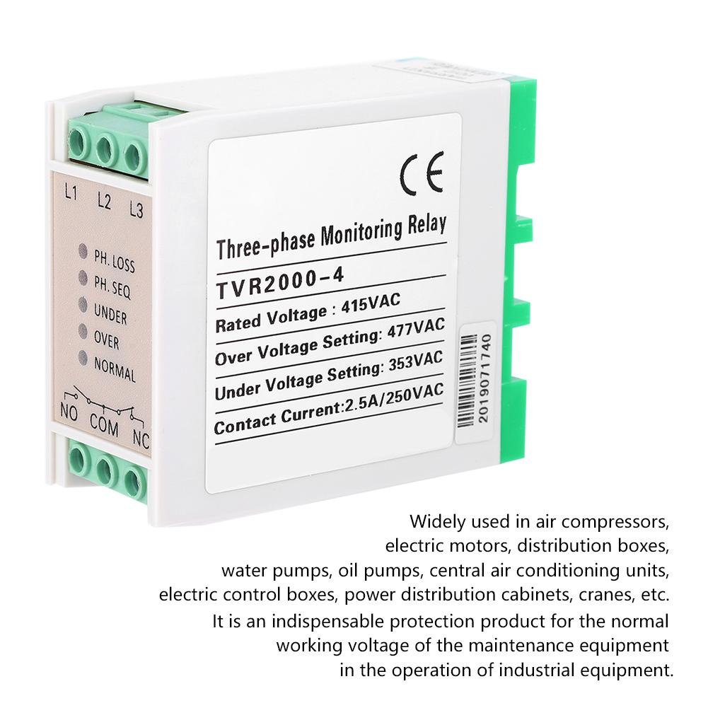 Over & Under Voltage Failure Phase Sequence Protector 3 Phase Power Supply Monitor Relay 415VAC