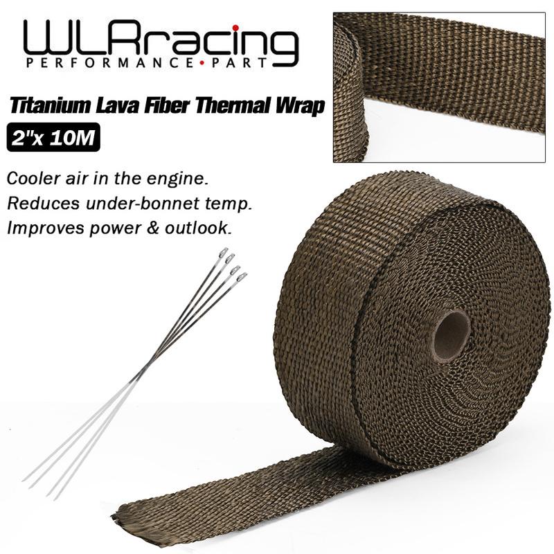WLR RACING - 10M Fascia Termica di Scarico Premium Fascia Collettori Fibra di Lava Titanio Fascia Termica + 4 Fascette WLR1910T