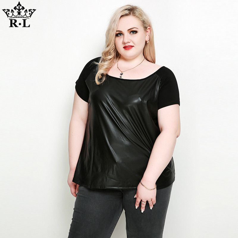

Patchwork Casual Loose-Fitting T-shirt Top round Neck Short Sleeve Black 3XL