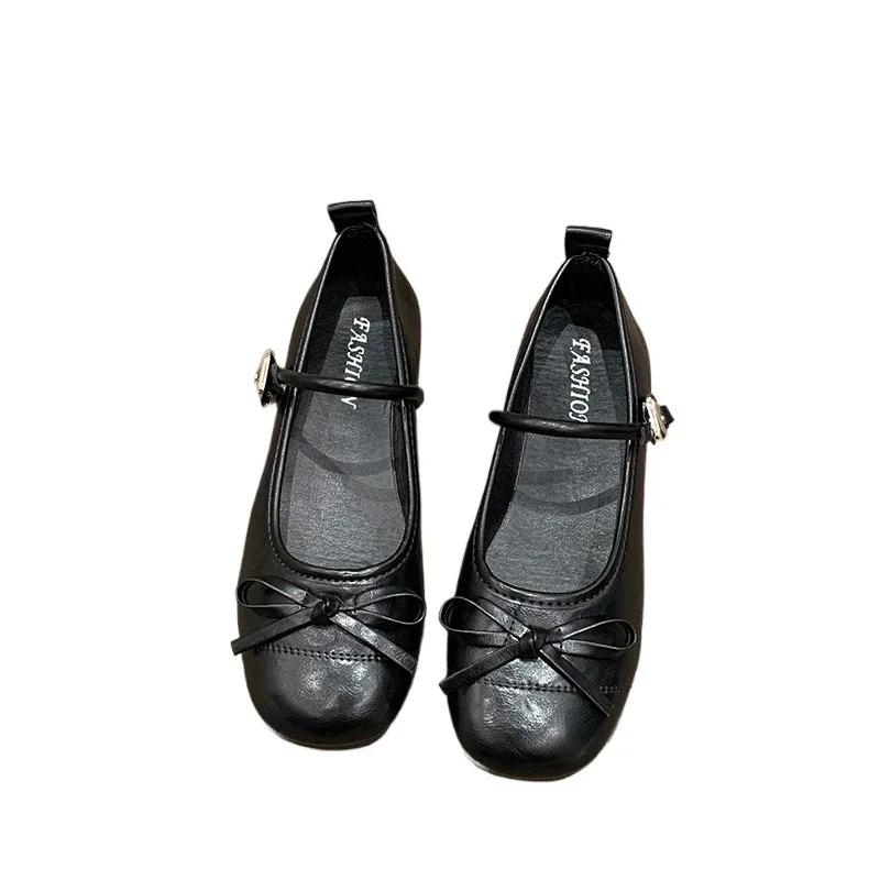 Fashion Ladies Shoes 2025 Mary Janes Women's Flats Daily Dress Flats Women Bow Tie Shallow Buckle Strap Soft Bottom Outdoor Shoes Women