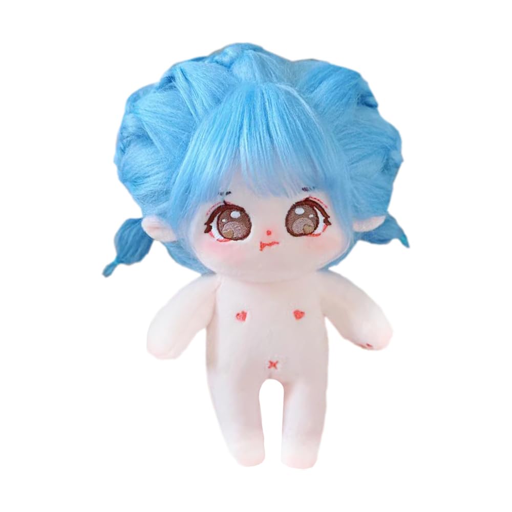 

niannyyhouse 20 см Плюшевая Девочка Голубые Жареные Волосы Черные Волосы Без Атрибутов Обычное Тело Кукла Хлопковая Кукла Наряжать (14-со скелетом) серый