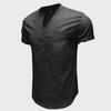 Men's Summer Cotton Linen Casual Pullover Short-Sleeve Shirt