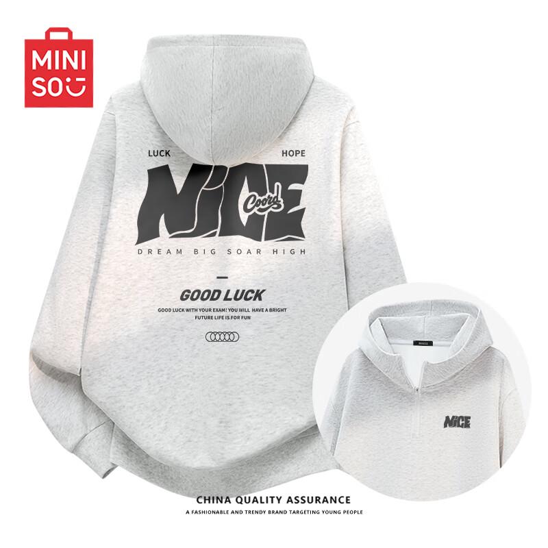 MINISO Men's Premium Heavyweight Half-Zip Hooded Sweatshirt