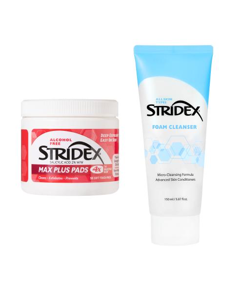 Blistex Stridex Intensive Care Set [max Plus 55 Sheets + Foam Cleanser 150 Ml] Max Plus Pad 55 sheets + Foam Cleanser 150ml