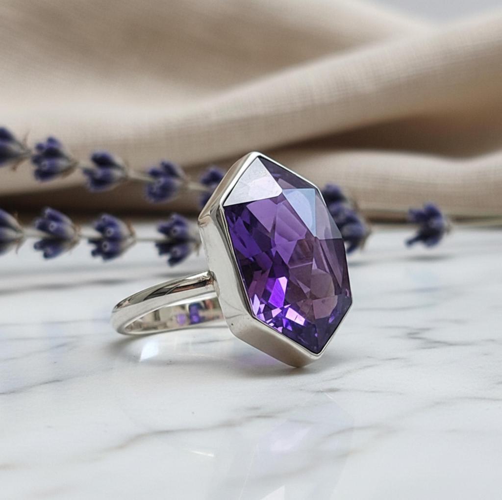 Amethyst Ring, Statement Ring, 925 Solid Sterling Silver, Purple Amethyst Gemstone, Women Ring, Engagement Ring, Gift for Her