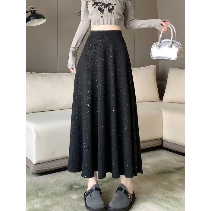 

Elegant A-line Glitter Skirt: High-Waist, Large Flare, Perfect for Early Autumn Extra Large