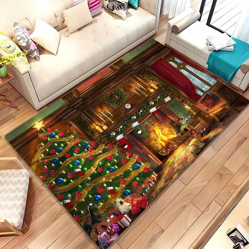 Warmful Christmas Dog Area Carpet, Rug for Living Room Bedroom Sofa Kitchen Doormat Decor,Kid's Non-slip Floor Mat New Year Gift