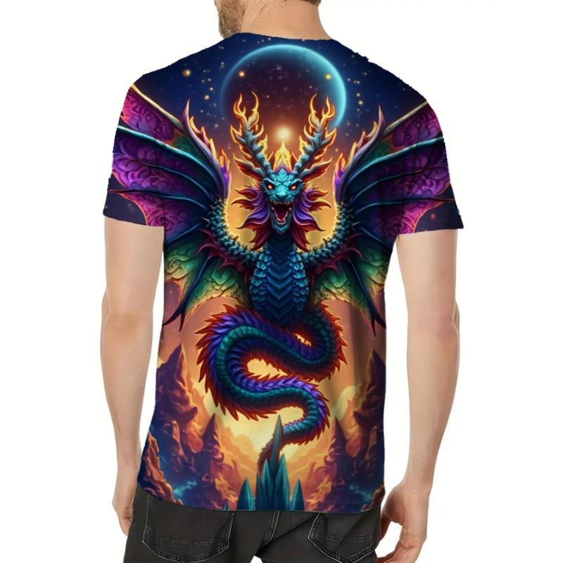 Men's Vibrant 3D Abstract Swirl T-Shirt - Colorful Artistic Pattern, Casual Polyester Knit