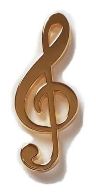 Broche Clave de Sol Design de Símbolo Musical Broche Insígnia Dourada, Insígnia,