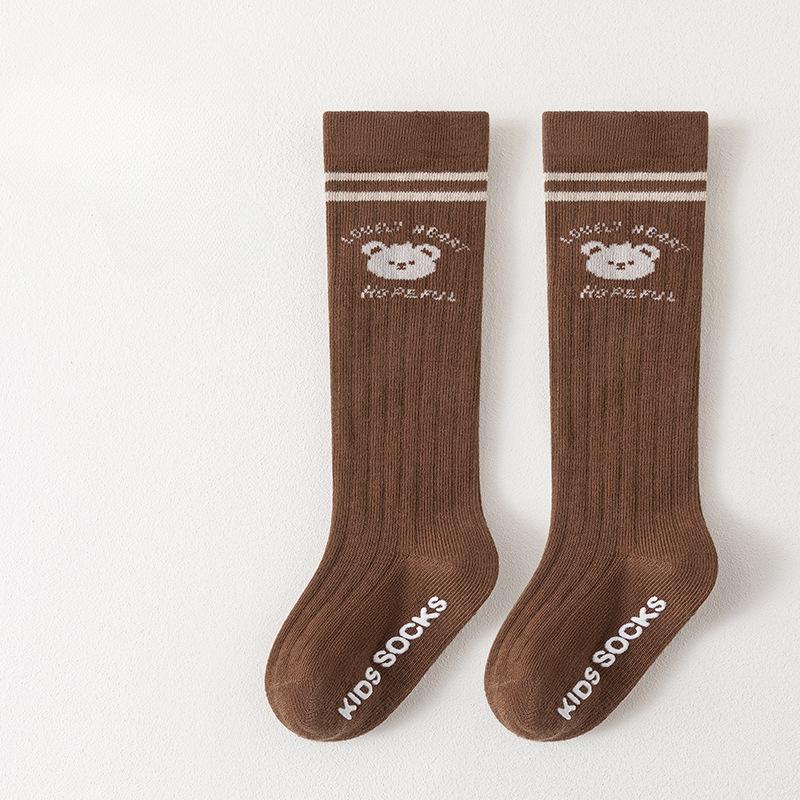 

Расчесанный хлопок без косточек свободные детские высокие носки для младенцев и малышей нескользящие носки с рисунком медведя до колена L кофейный