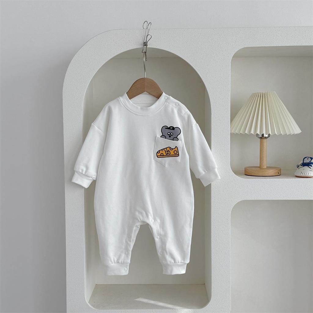 Infant & Toddler Bear Pocket Onesie Romper, Combed Cotton, Soft, Trendy Sweatshirt Style, 0-2 Years