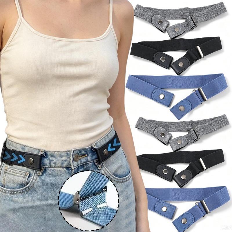 Canvas Adjustable Elastic Waist Band Invisible Belt Buckle Free Belts Unisex Jean Pants Dress No Buckle Easy To Wear Stretch