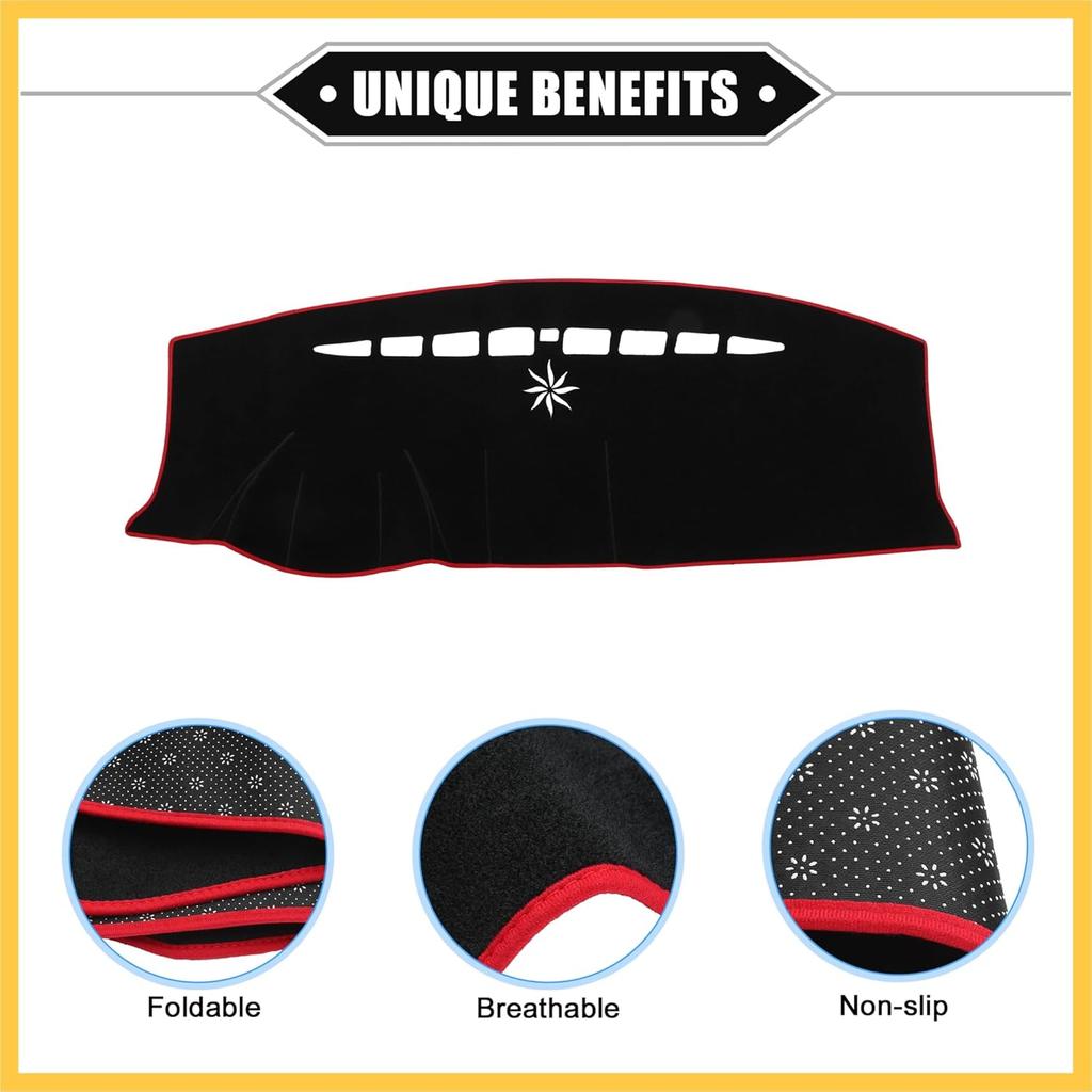 Dashboard Cover Compatible for Ford Edge 2011-2014, Nonslip Polyester Red Dash Cover Mat Dash Board Protector Cover Auto Replacement Parts