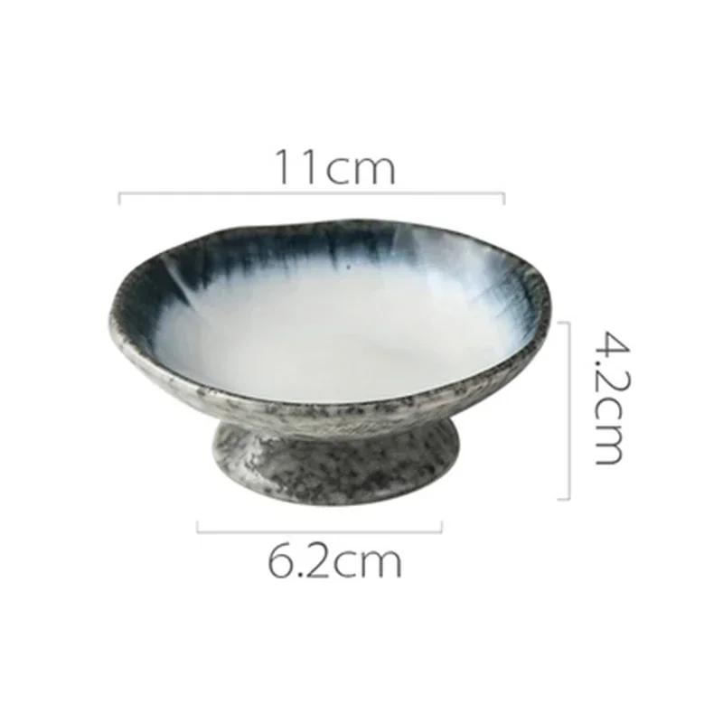 Creative Japanese ceramic plate with high feet saucer saucer snack tea dessert plates snack plate fruit plate bowls ramekin