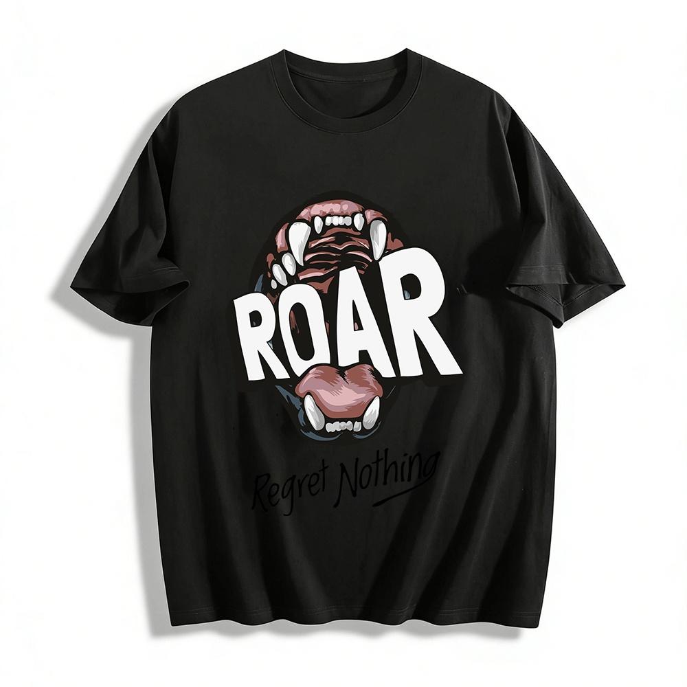 

Roar Regret Nothing Graphic Tee Trendy Casual Loose Crewneck Top Pure cotton T-shirt XXS