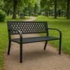 Gartenbank, Metall, Parkbank, Schwarz, Friedhofsstil, mit Rückenlehne, Stabil, GoGarden