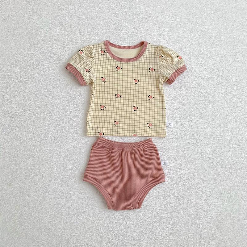 Summer Baby Clothing Set Floral Tee And Bloomer 2Pcs Suit Baby Clothes