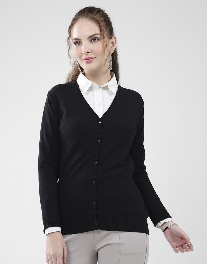 MONTE CARLO Women's V Neck Full Sleeves Cardigan