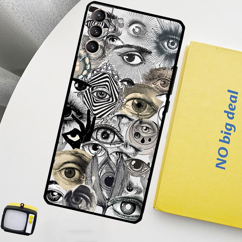 Scary Face Eyes Phone Case For Samsung Galaxy S25 Ultra S21 S22 S23 S24 Ultra S9 S10 S20 Plus S25 FE Cover