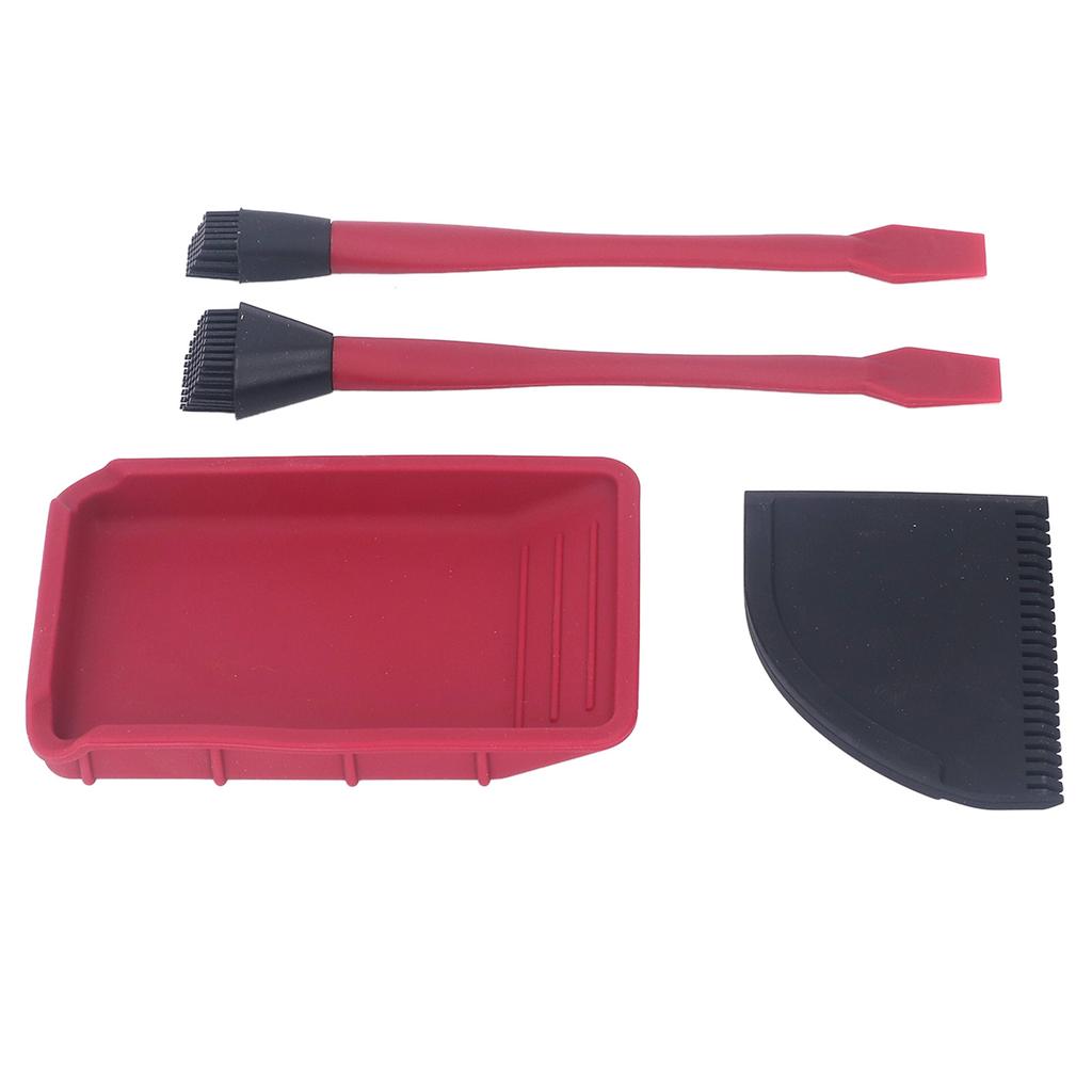 4Pcs Silicone Glue Kit 2 Brush 1 Comb and 1 Tray Uniform Application Silicone Glue Applicator Set