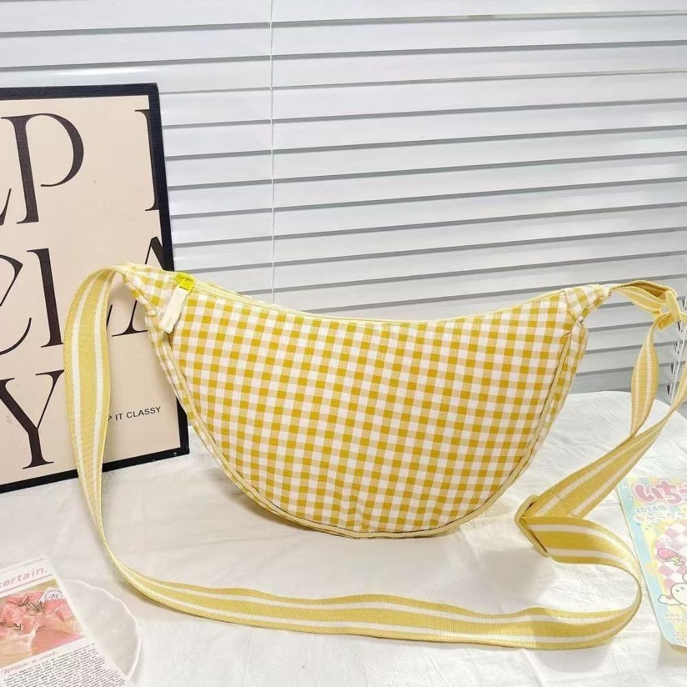 Lerret Rutete Skulderveske Allsidig Dumplingveske Søt Nylon Crossbody-veske Utendørs