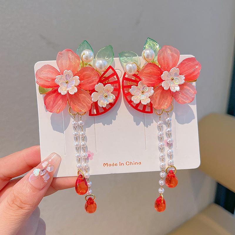 2Pcs Antique Hanfu Super Streamer Children'S Hair Clip Princess Butterfly Edge Clip Hair Accessories Girls On The Clip Head