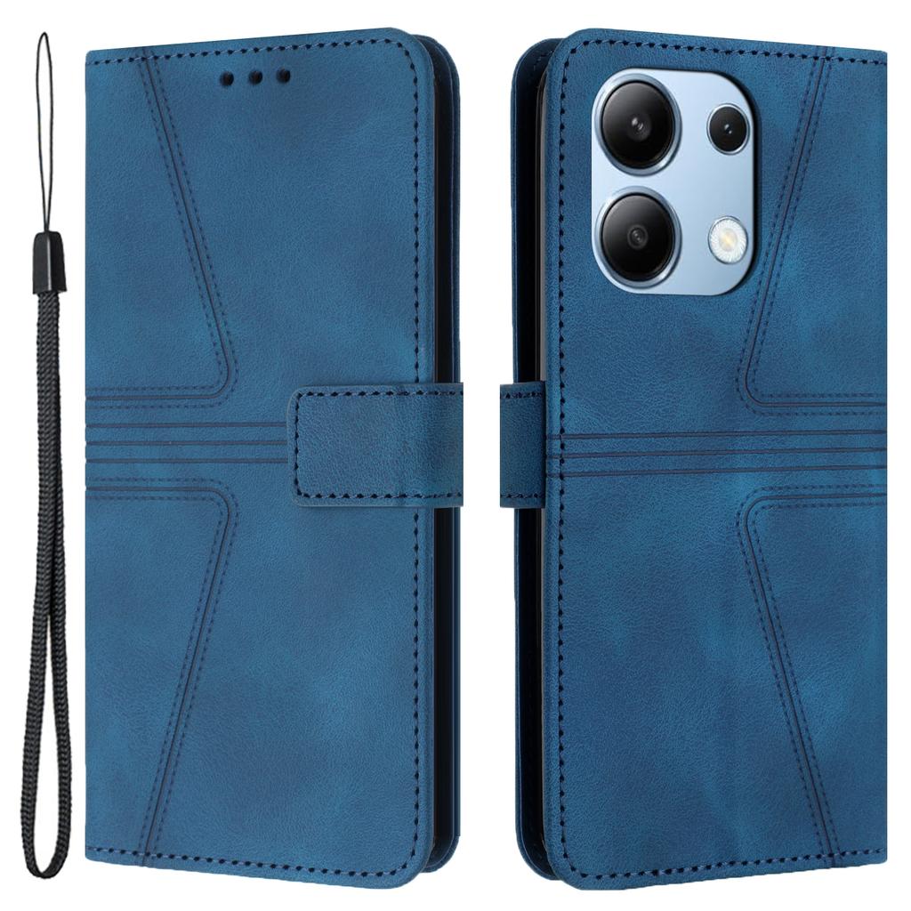 For Xiaomi Redmi Note 13 4G Triangle Imprinted Leather Case Folding Stand Phone Cover