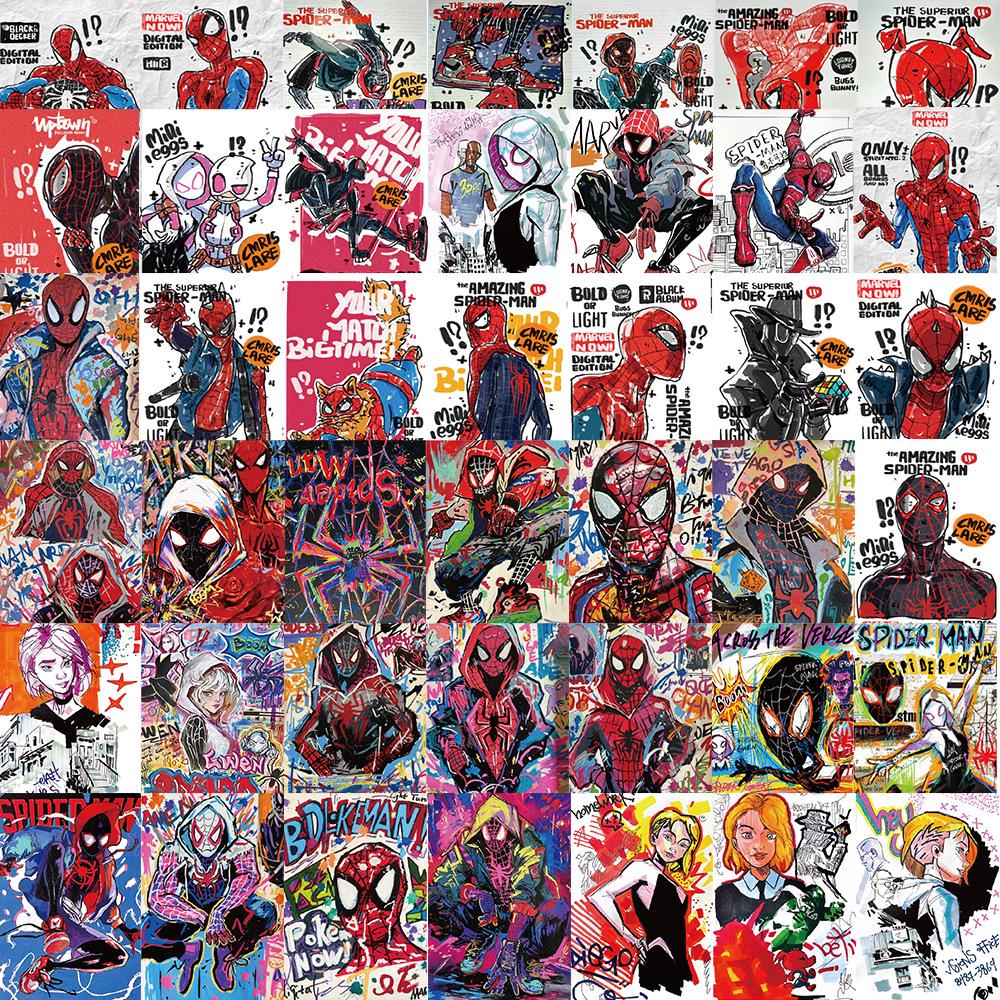 64 Hand-Drawn Spider-Man Graffiti Stickers for DIY Laptop and Phone Decor