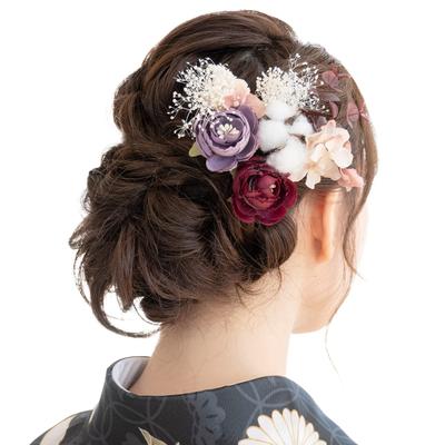 Soubien Ceremony Hair Dried Flower Breath Artificial Purple Coming-of-Age Ornament, Style, Baby's Flowers, 3-Piece Set, C, (sbn-kaz10009)