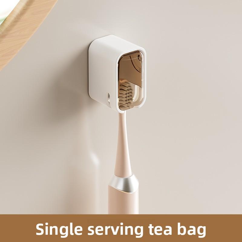 Toothbrush rack, bathroom no punching wall-mounted type with cover, dustproof electric toothbrush holder, tooth storage rack