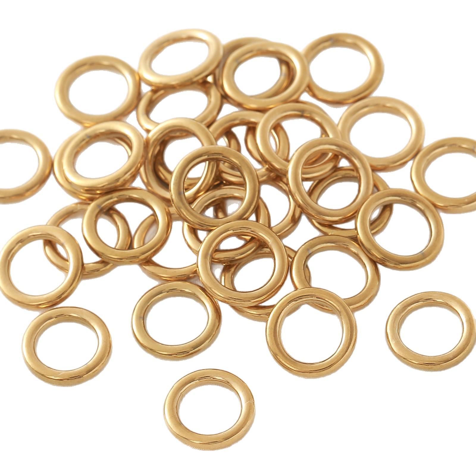 

Gold-Filled Stainless Steel Seamless Connecting Ring for DIY Jewelry - Necklace & Bracelet Accessories 8mm Length, 1.2mm Thick, 5mm Hole Diameter золотий