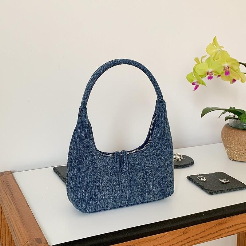 Elegant 2023 New Korean Style Moon Handbag Chic Denim Tote Bag For Women
