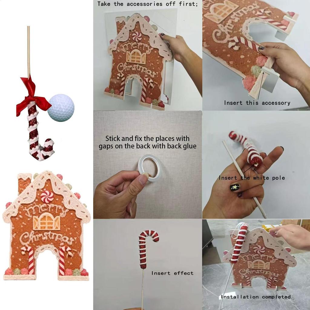 Candy Cane Club Gingerbread Golf Game Set Golf Balls Portable Design Indoor Golf Set Miniature Golf Set Family Activity