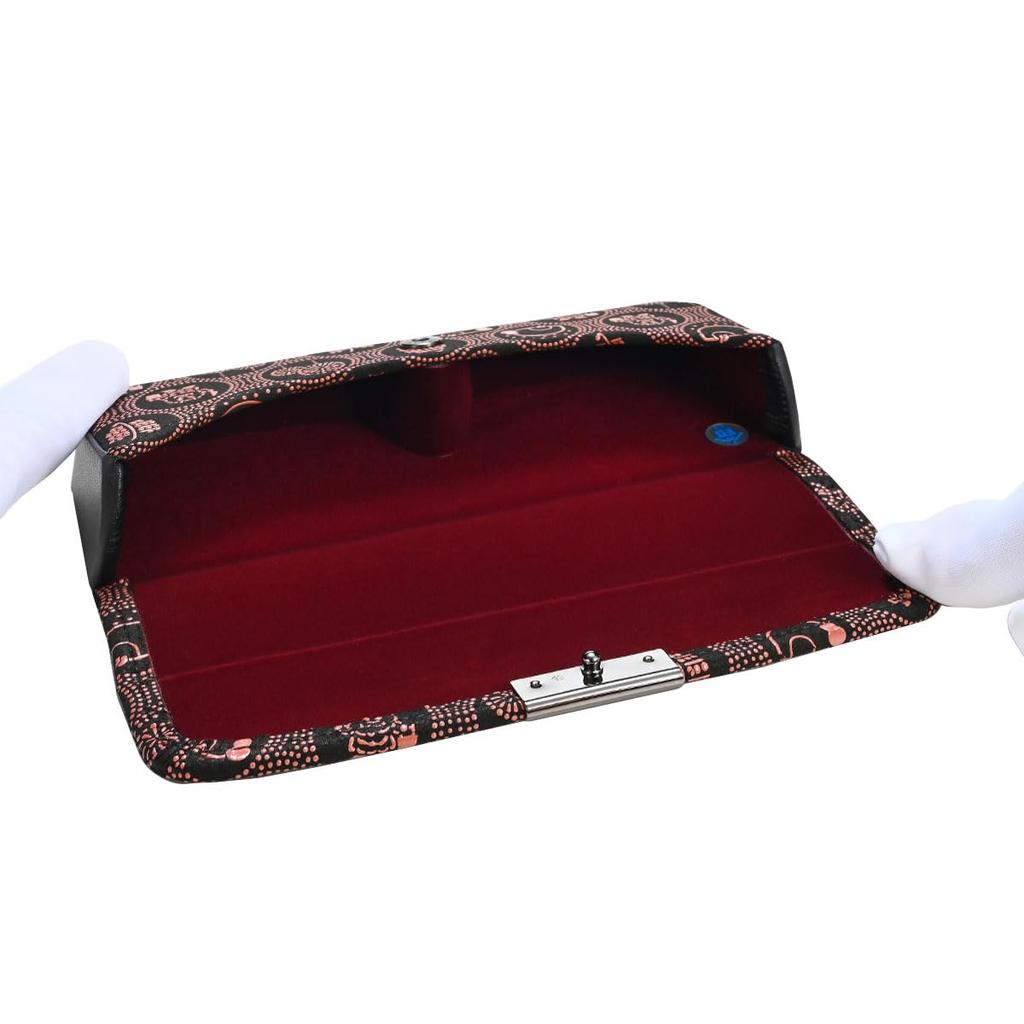 Inden H Glasses Black with Pink Akita Akita Prefecture Limited Edition Pattern [Inden-ya] Case, Deerskin, Lacquer, Pattern, 4206-51-AKT,