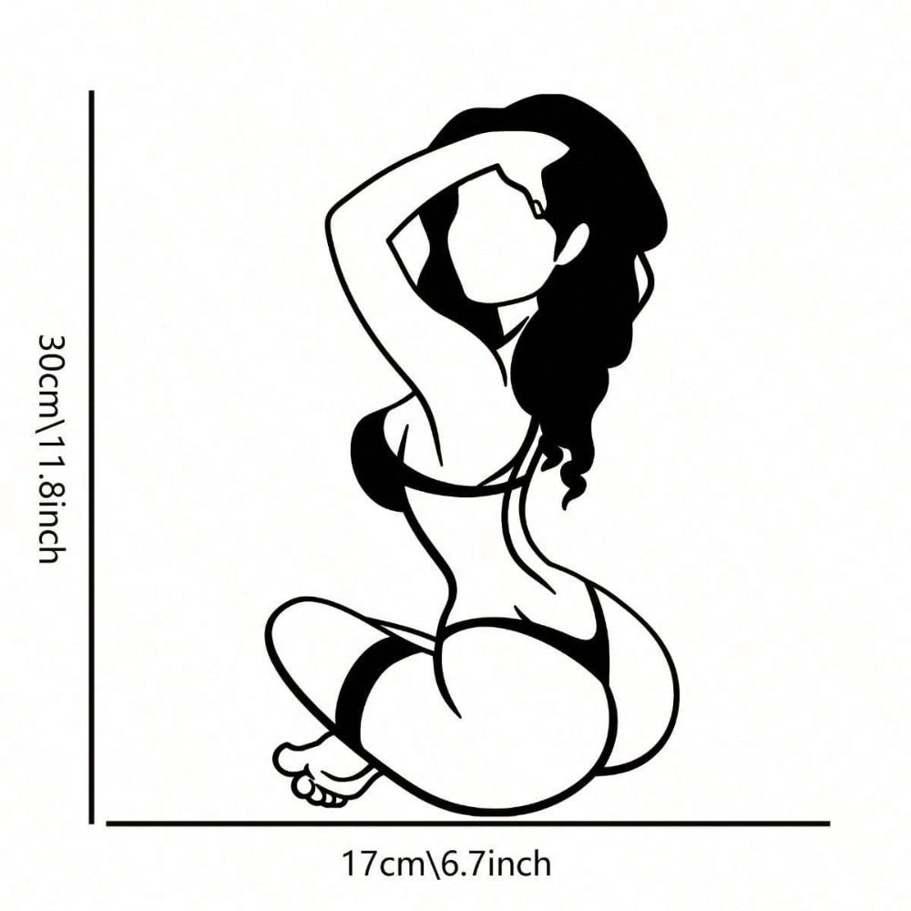 1 Stück Metall Wanddekoratives Gemälde - Abstrakte Bikini-Damen-Silhouette in Schwarzweiß