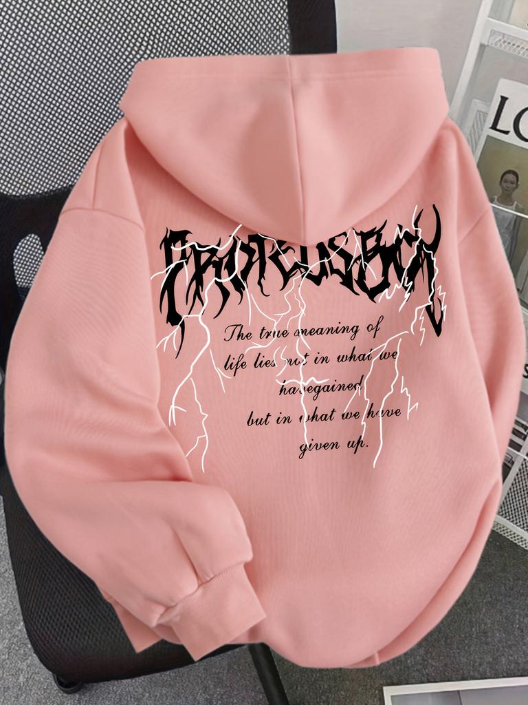 Women's Fashionable Hooded Sweatshirt with Fashionable Creative Design and English Letters Hoodie Sweatshirt Hoodie