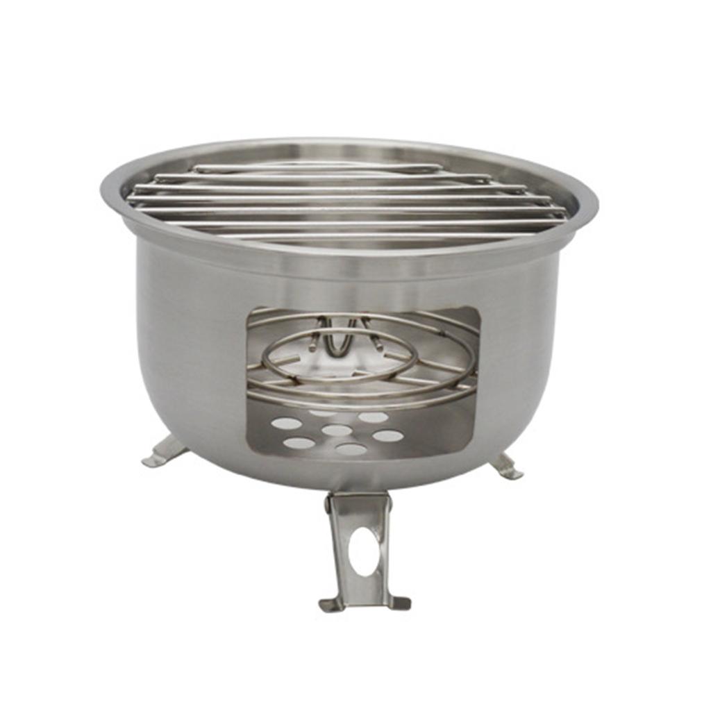 Portable Backpacking Survival Stove Wood Burning Grill Stainless Steel Stove for Outdoor Cooking and BBQ Picnics