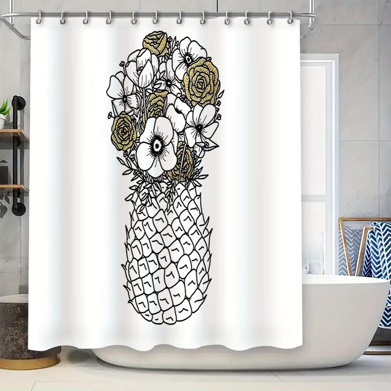 

Floral Shower Curtain Botanical Bathroom Decor Nature Patterned Fabric Liner Vintage Farmhouse Style Washable Waterproof Home Te 90x180cm