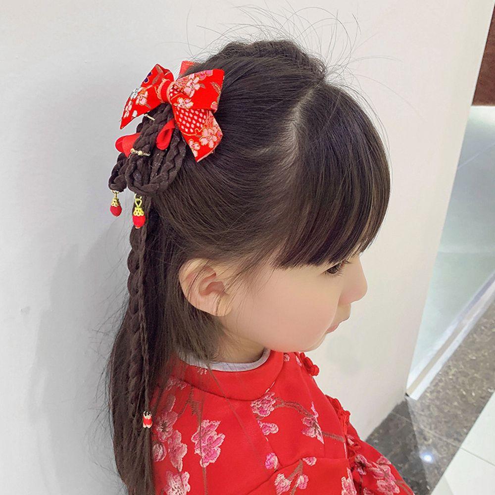 Chinese Style Hair Clip Bow Hair Clip New Year Headdress Baby Wig Hairpin Child Hair Accessories