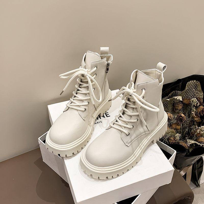 Modă versatilă îmbrăcăminte exterioară platformă cu talpă moale botine scurte 2025 toamnă și iarnă noi cizme Martin pentru femei cizme stil străin britanic