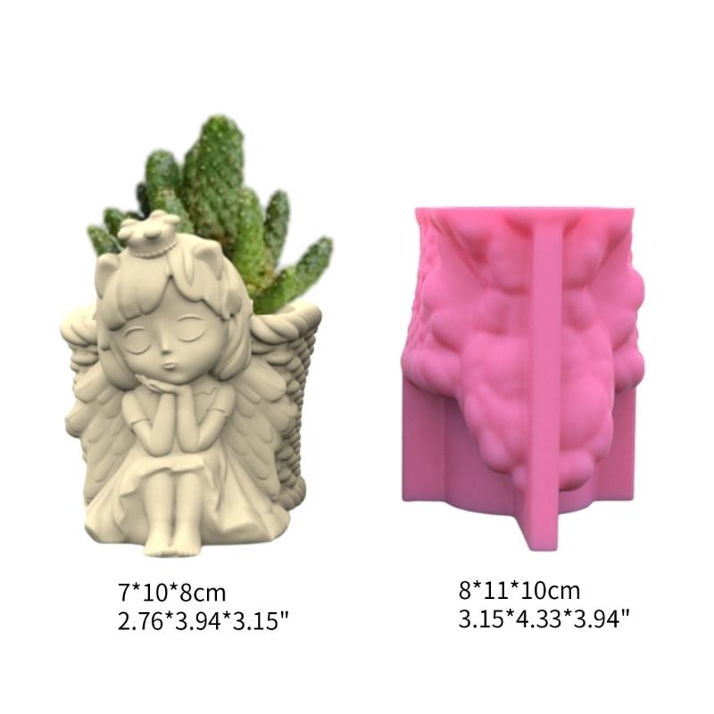 Flower Pot Silicone Mold 3D Angel Girl Succulent Planter Concrete Mold DIY Craft Resin Epoxy Mold DIY Pen Holder Decor