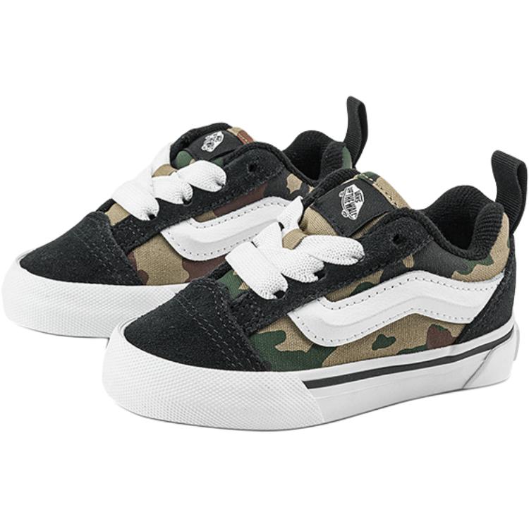 Vans Knu Skool Эластичная шнуровка Классика Удобная Модная Прочная Низкий верх Обувь для ходьбы Детские кроссовки Черный Белый VN000D0KYJ7