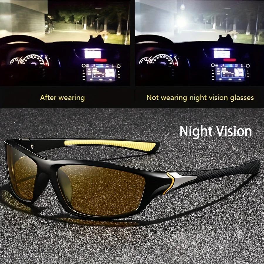 Square Yellow Night Vision Anti-Glare Goggles for Men Women Driving Fishing Beach Sunglasses Protection Polycarbonate Glasses