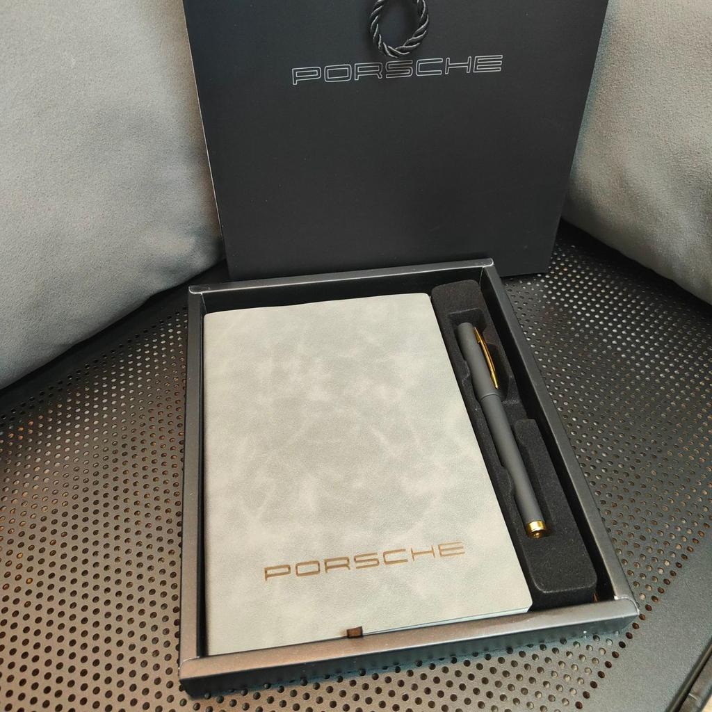 Vintage Leather Notebook With Personalized Soft Cover for Porsche 718 Cayenne Panamera 911 Macan Taycan Cayman Boxster Sticker LG4