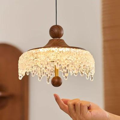 Lampa wisząca Elevating Touch, Lampa wisząca do restauracji, Światło korytarzowe w kolorze retro orzecha włoskiego, w kształcie kropli wody lodowej