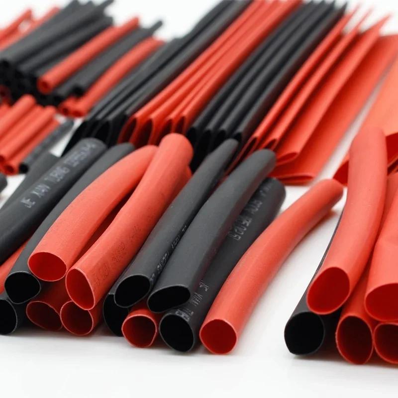 

2025 New Heat Shrink Tubing 2:1 Assortment Polyolefin Tube Car Cable Sleeving Wrap Wire Kit 127PCS Black Red