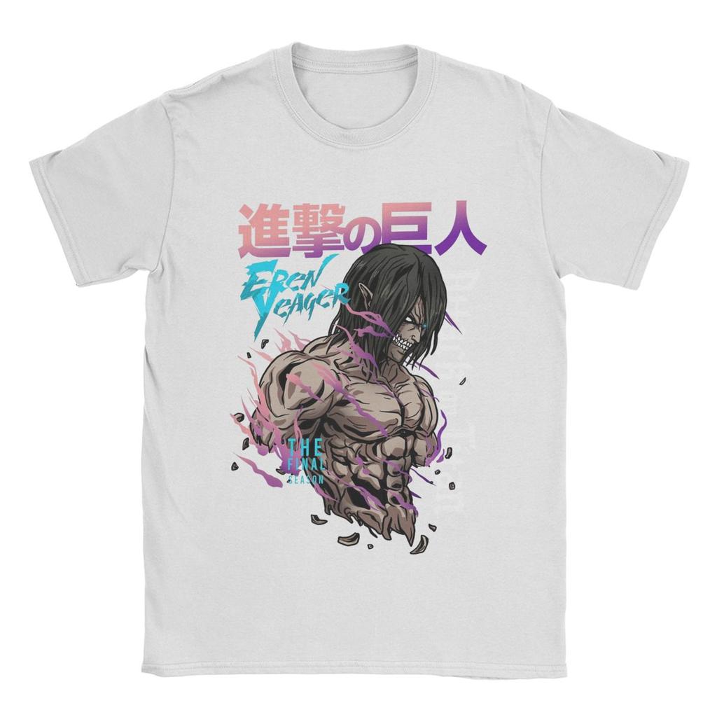 Eren Jeager Yeager AOT Anime T-shirts Herrar Humoristiska Ren Bomull T-shirts Rund Hals Kortärmad T-shirt Tryckta Kläder