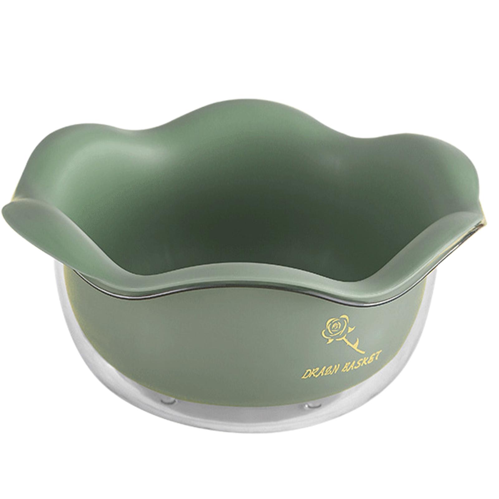 

2-in-1 Kitchen Washing Basket Petal Shape Fruit Vegetable Washing Bowl Set зелений